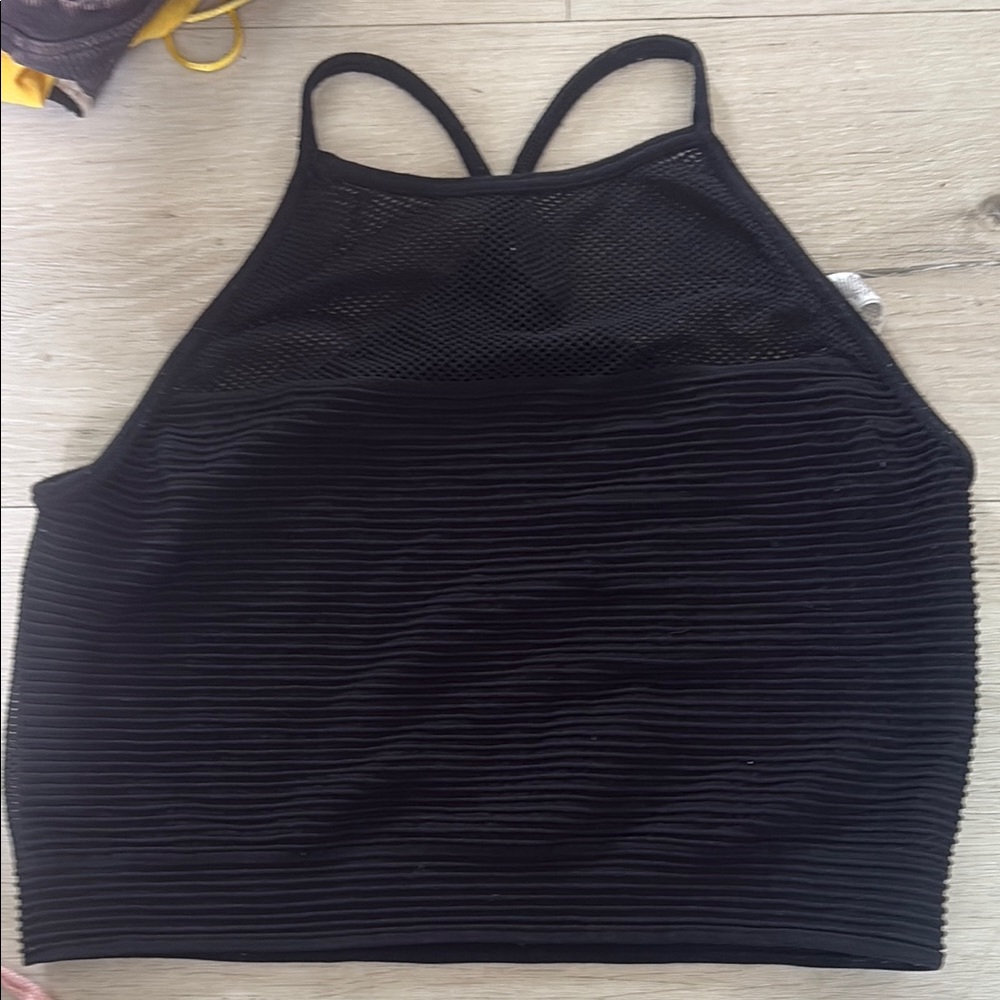 BCBGeneration Black Fitted Crop Tank Top